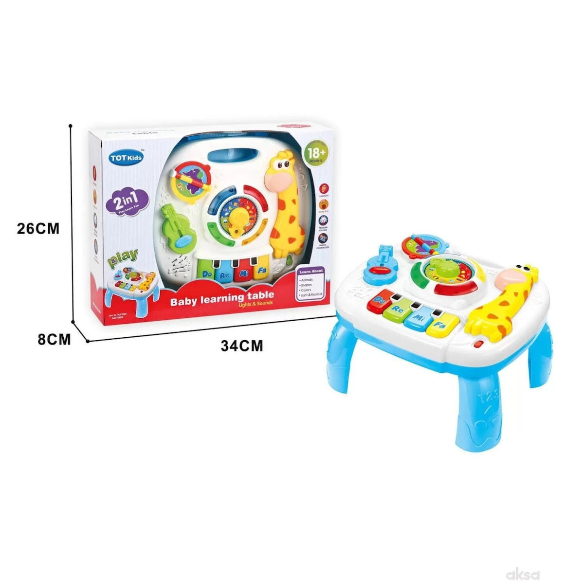 Măsuță interactivă bebe 2-în-1 cu lumini și sunete – Baby Learning Table TOT Kids