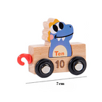 Trenuleț din lemn Digital Train cu cifre și animale, jucărie educativă