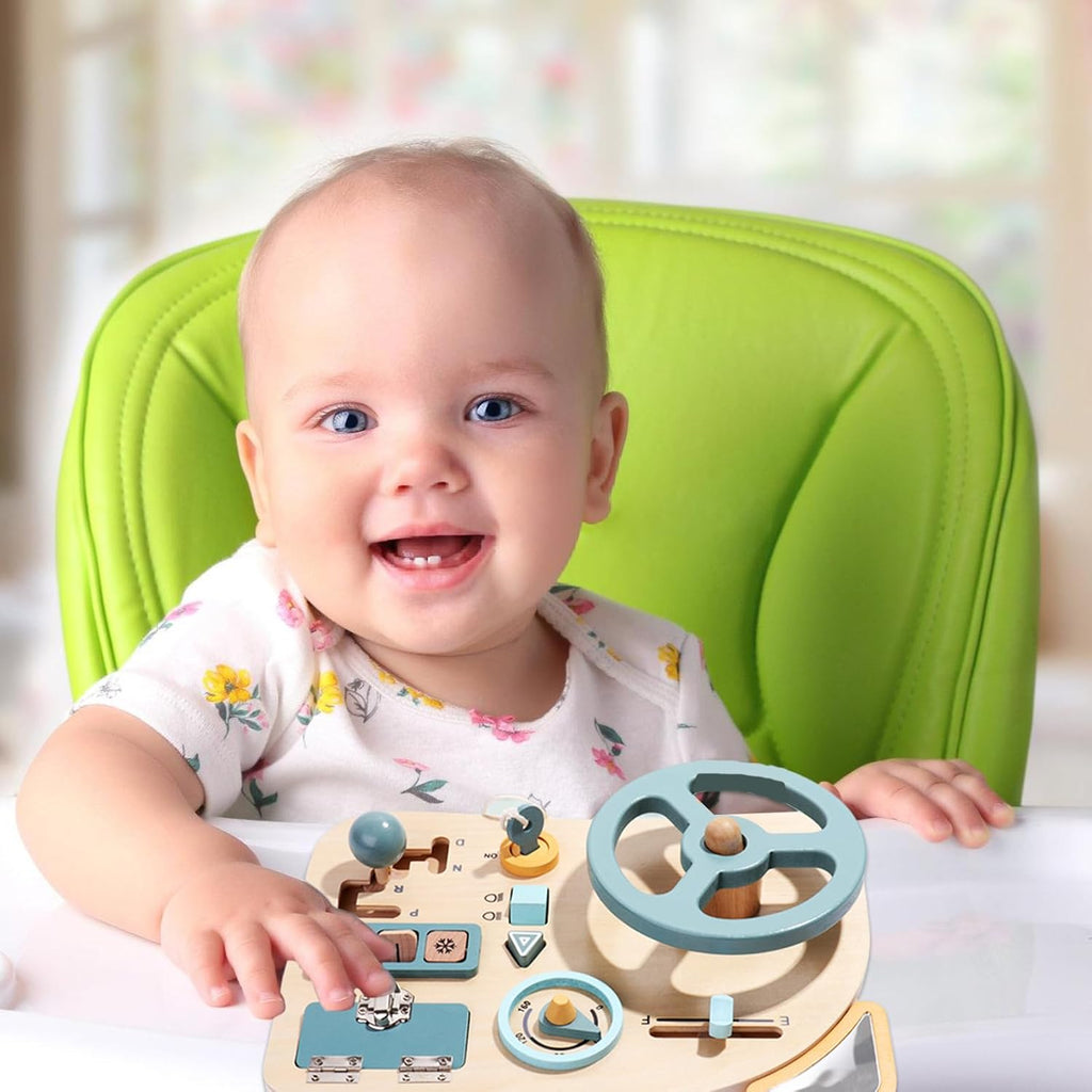 Busy Board Volan Barcă din Lemn – Panou de Navigație pentru Copii