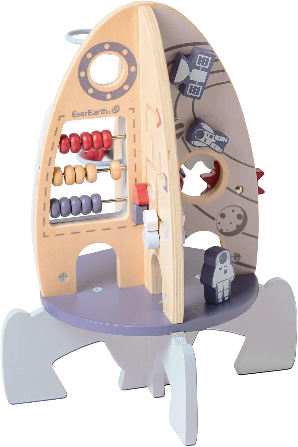 Rachetă Multifuncțională din Lemn – Busy Board 3D cu Labirint și Numărătoare