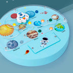 Panou senzorial din lemn Space Planet cu LED – Sistemul Solar pentru copii, Jucărie educativă spațiu