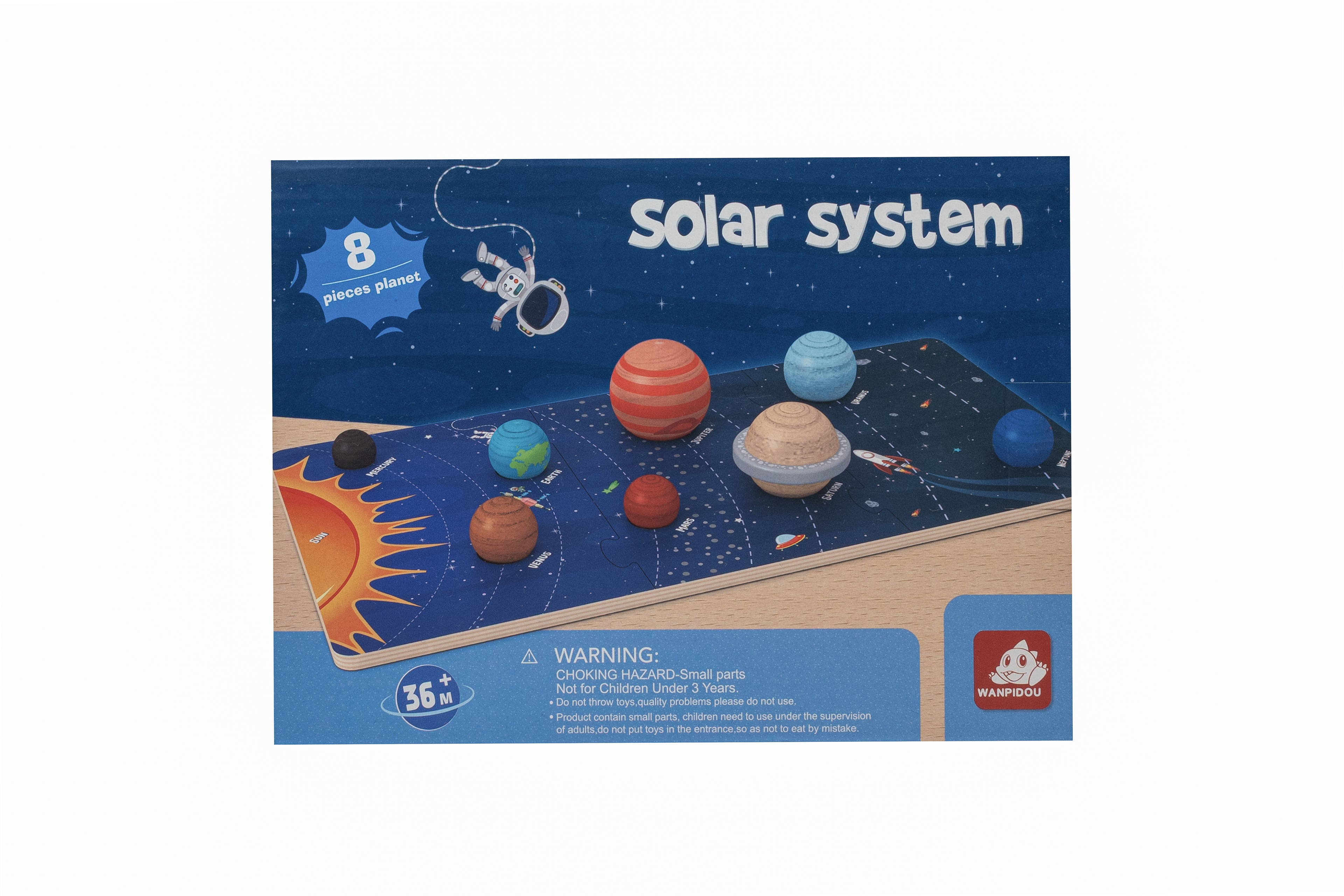 Puzzle din lemn Sistemul Solar 3D cu planete detașabile