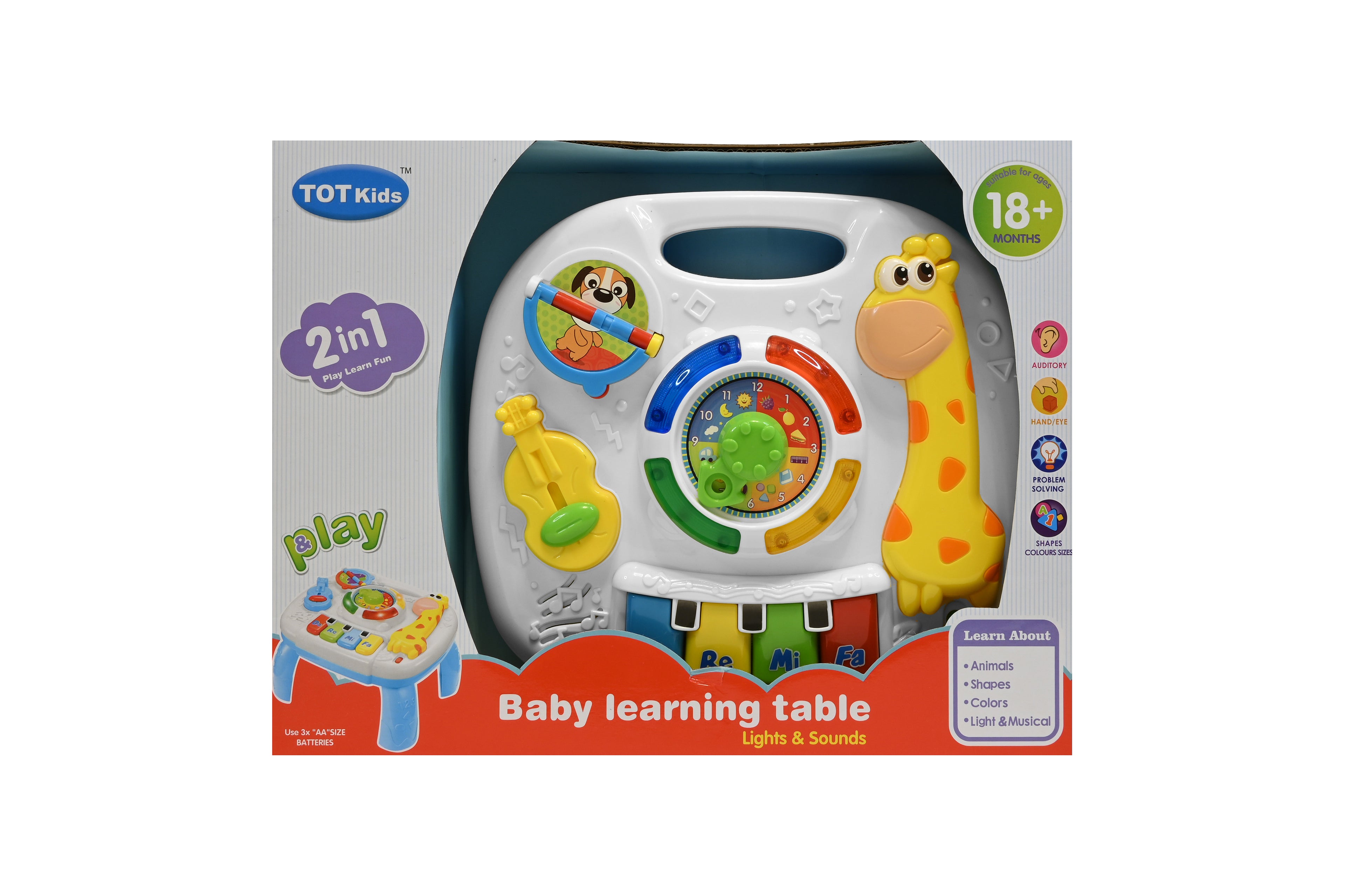 Măsuță interactivă bebe 2-în-1 cu lumini și sunete – Baby Learning Table TOT Kids