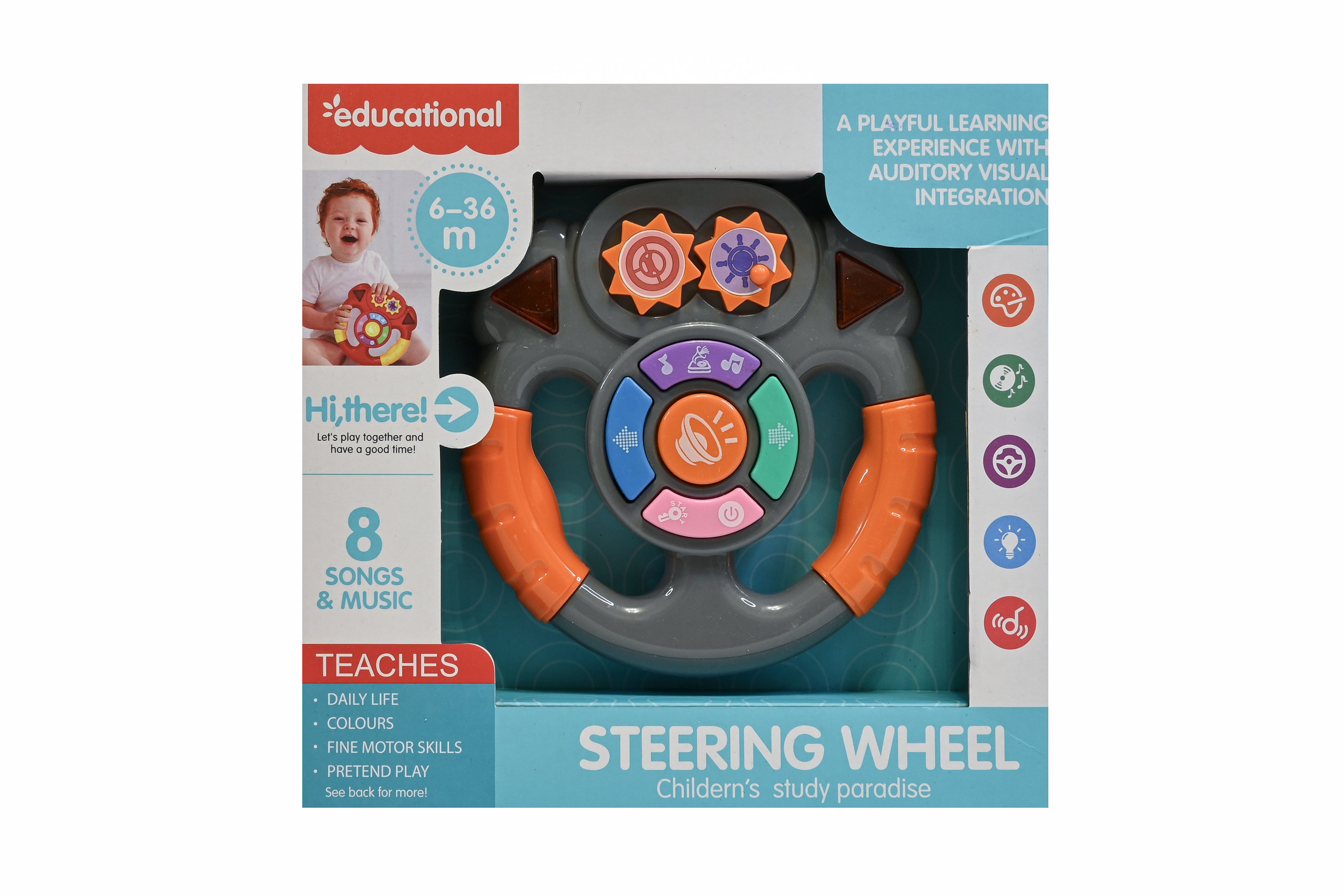 Volan Interactiv Educational cu Lumini și Sunete – Jucărie Muzicală pentru Bebeluși 6–36 luni