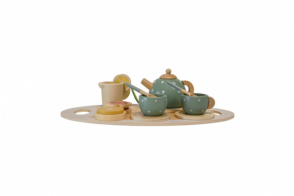 Set ceai din lemn „Afternoon Tea” – tavă, ceainic și cești pentru joaca de rol