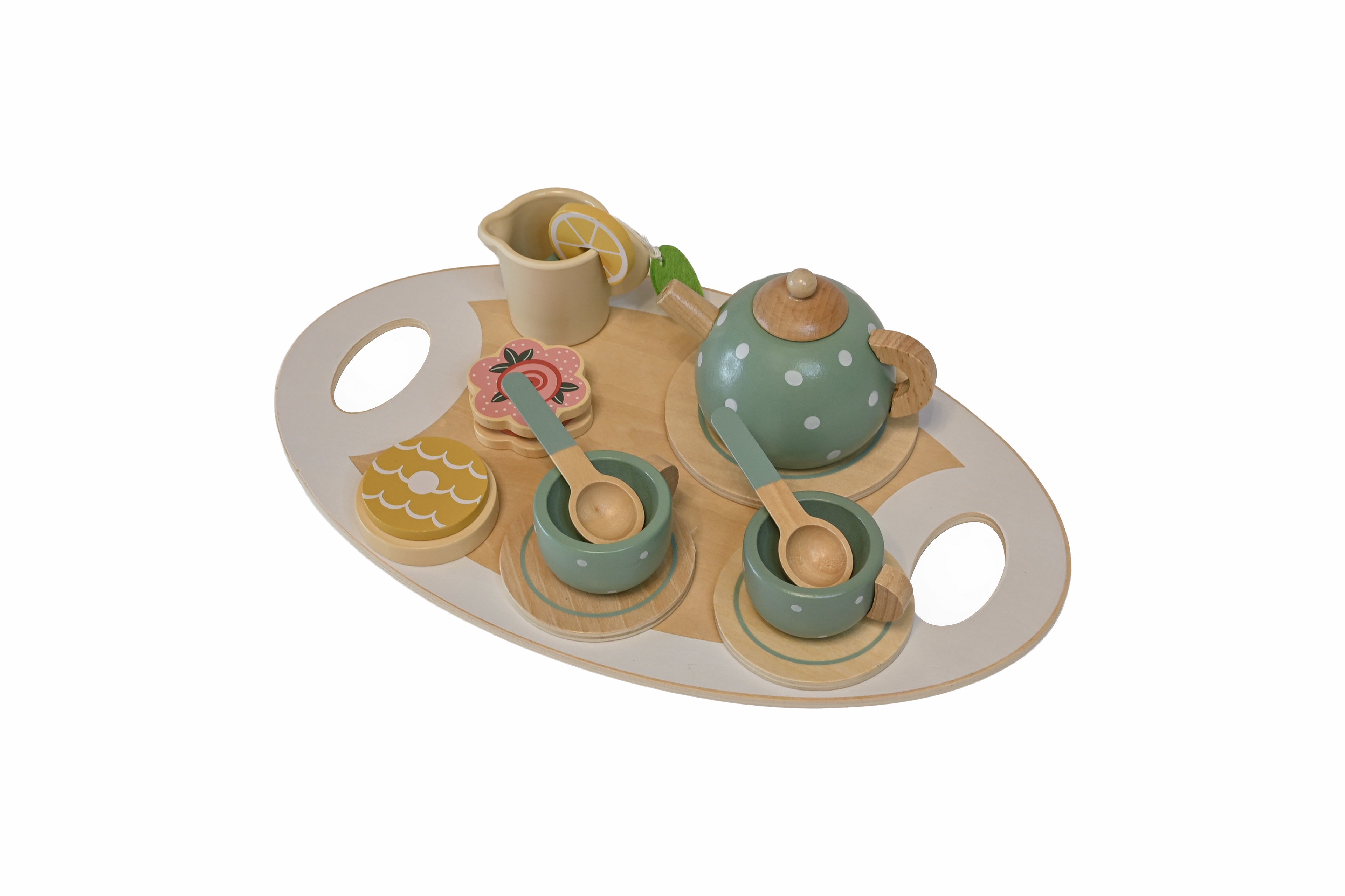 Set ceai din lemn „Afternoon Tea” – tavă, ceainic și cești pentru joaca de rol