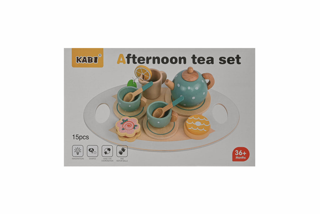 Set ceai din lemn „Afternoon Tea” – tavă, ceainic și cești pentru joaca de rol