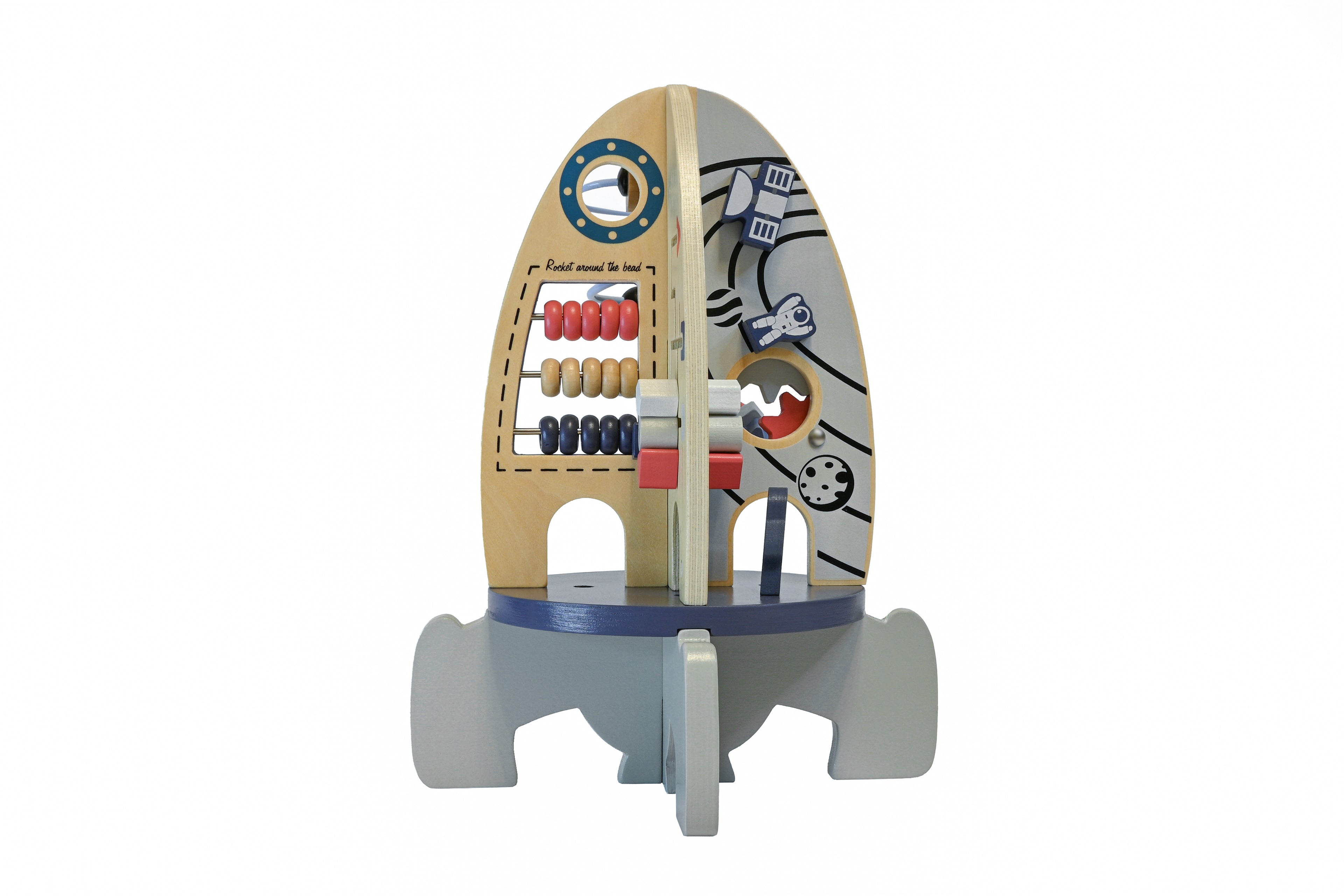 Rachetă Multifuncțională din Lemn – Busy Board 3D cu Labirint și Numărătoare