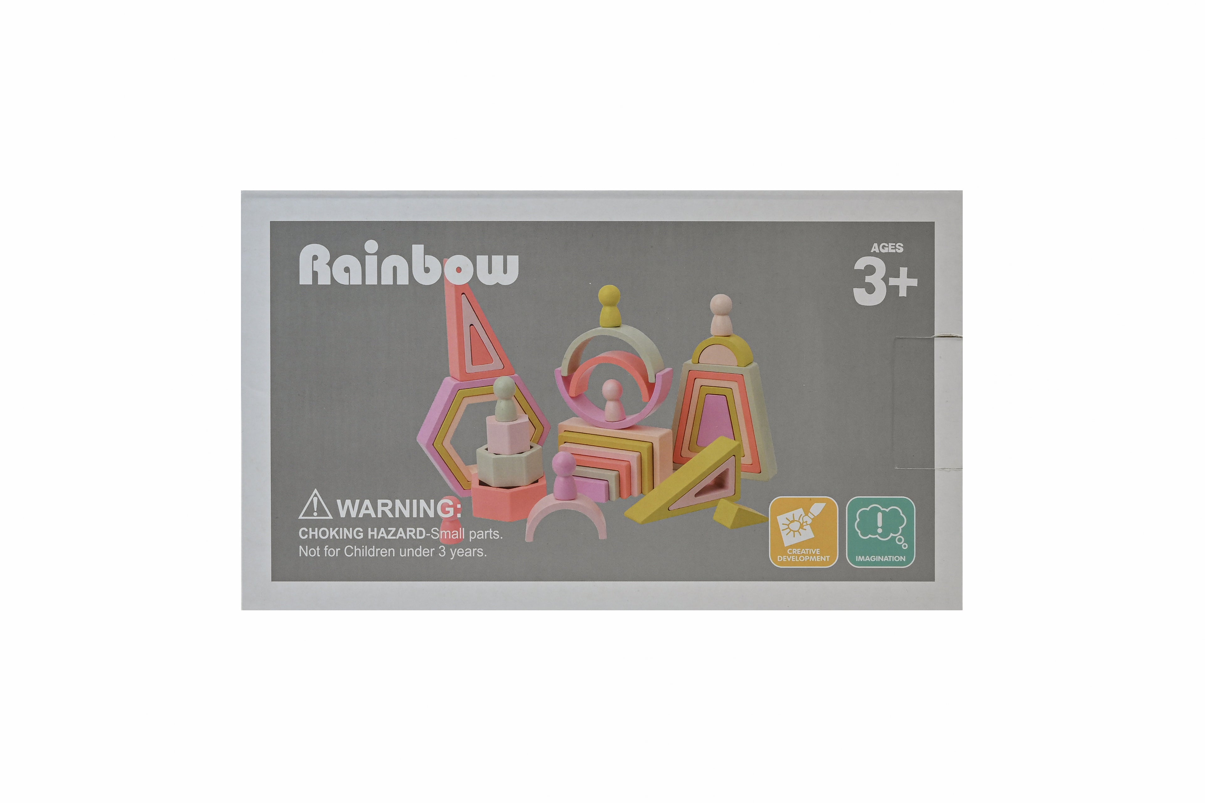 Set curcubeu din lemn – Rainbow Blocks pastelate pentru construcții creative