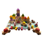 Set educativ din lemn Farm Blocks – trenuleț, cifre și forme