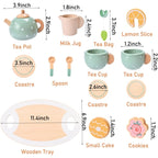Set ceai din lemn „Afternoon Tea” – tavă, ceainic și cești pentru joaca de rol