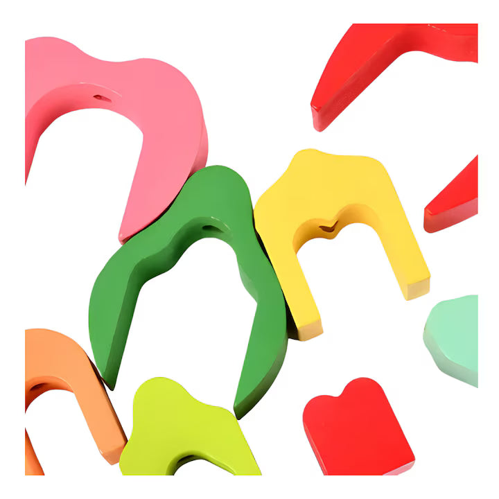 Set fructe din lemn de stivuit Fruits Stacked High – jucărie educativă Montessori 3+ ani