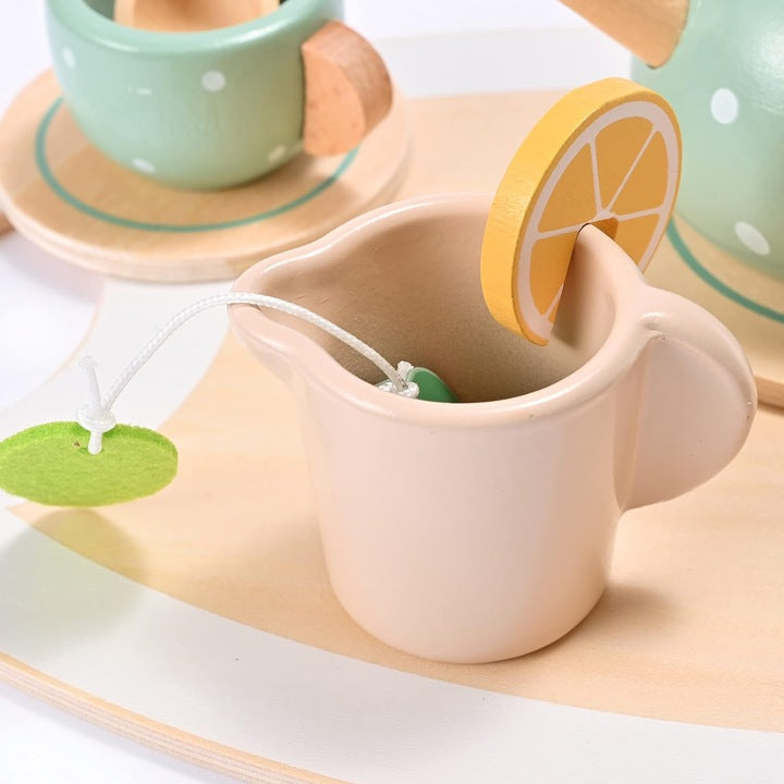 Set ceai din lemn „Afternoon Tea” – tavă, ceainic și cești pentru joaca de rol