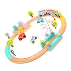 Set tren din lemn cu circuit și labirint cu bile – KABI Beads Coast Train