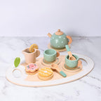 Set ceai din lemn „Afternoon Tea” – tavă, ceainic și cești pentru joaca de rol