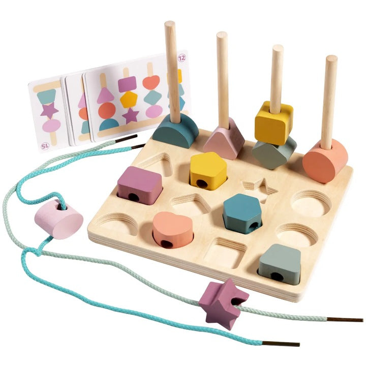 Set joc educativ din lemn sortare forme – Shape Stacking Matching Board