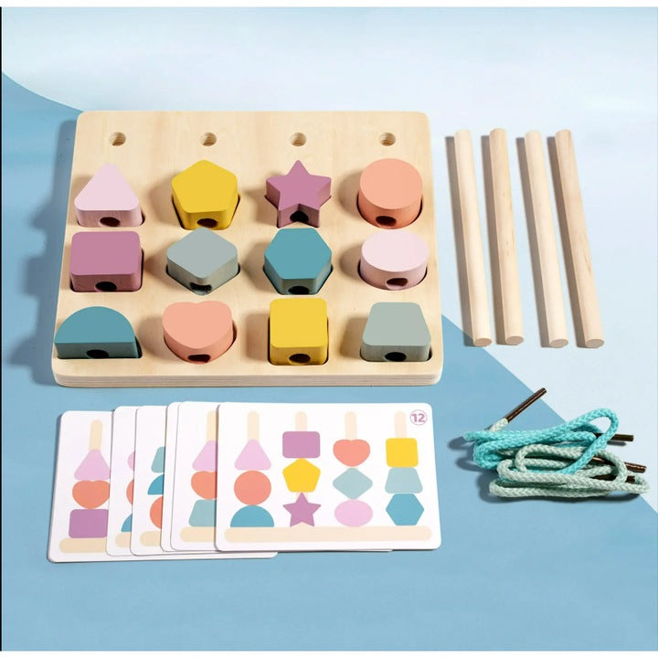 Set joc educativ din lemn sortare forme – Shape Stacking Matching Board