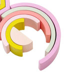 Set curcubeu din lemn – Rainbow Blocks pastelate pentru construcții creative